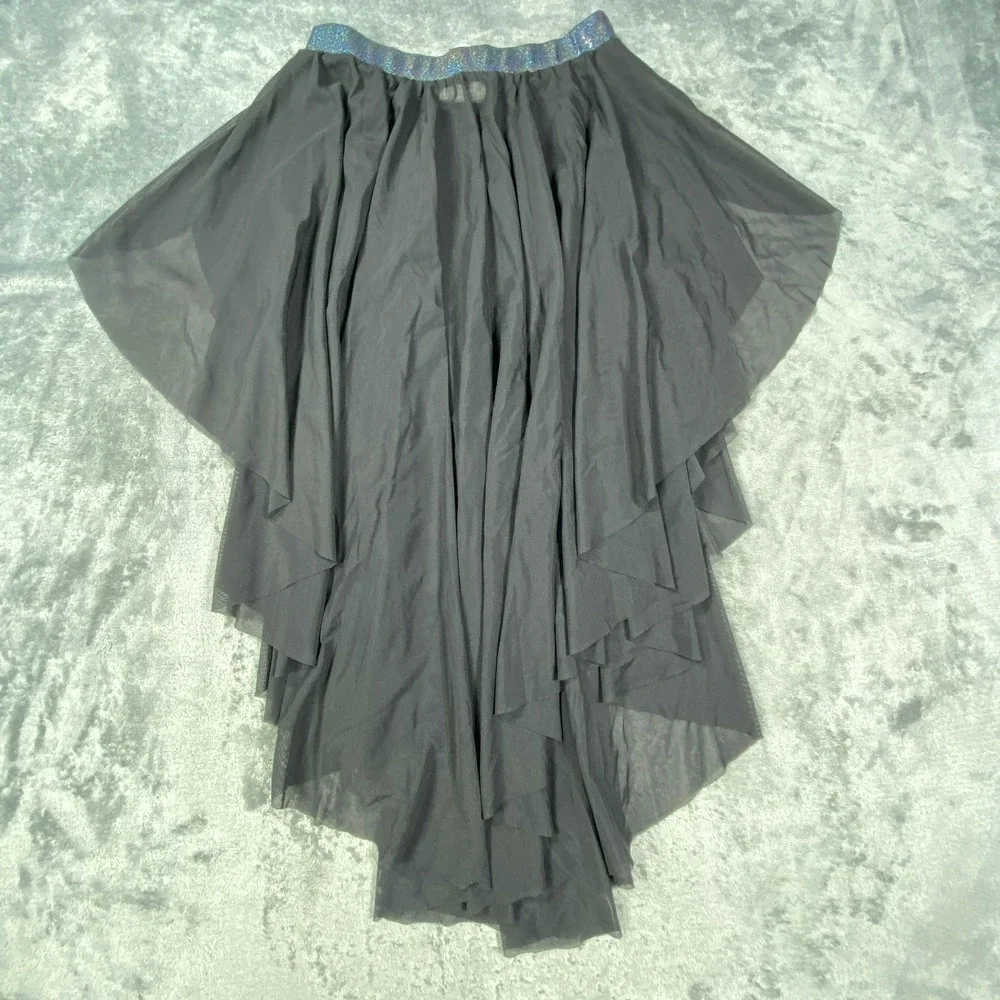 VTG Black Layered Tulle Skirt Small HiLo Gothic Balletcore Mesh Whimsical Fairy - Picture 3 of 7